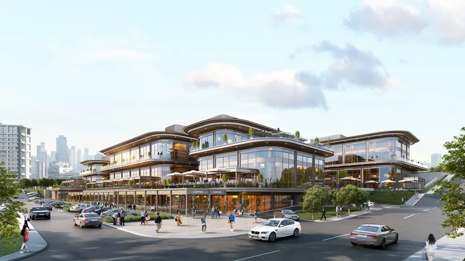 Yoldan render, araçlar ve cephe — Semt Beytepe render