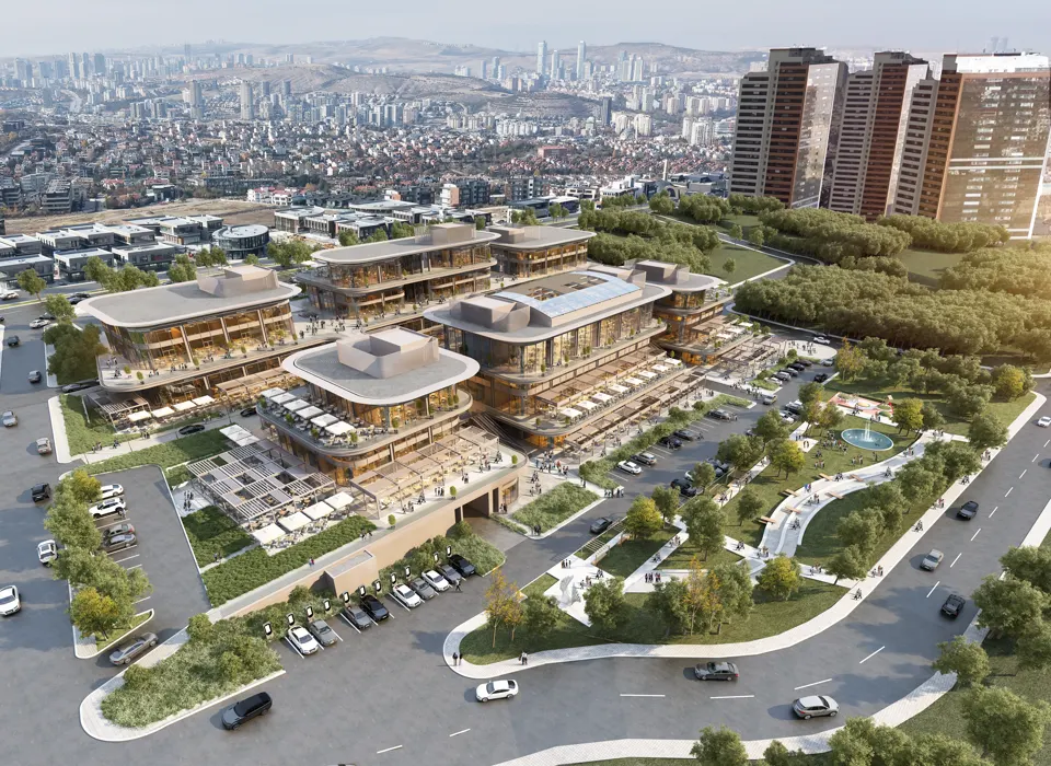 Kuşbakışı otopark ve yeşil alanlar — Semt Beytepe render