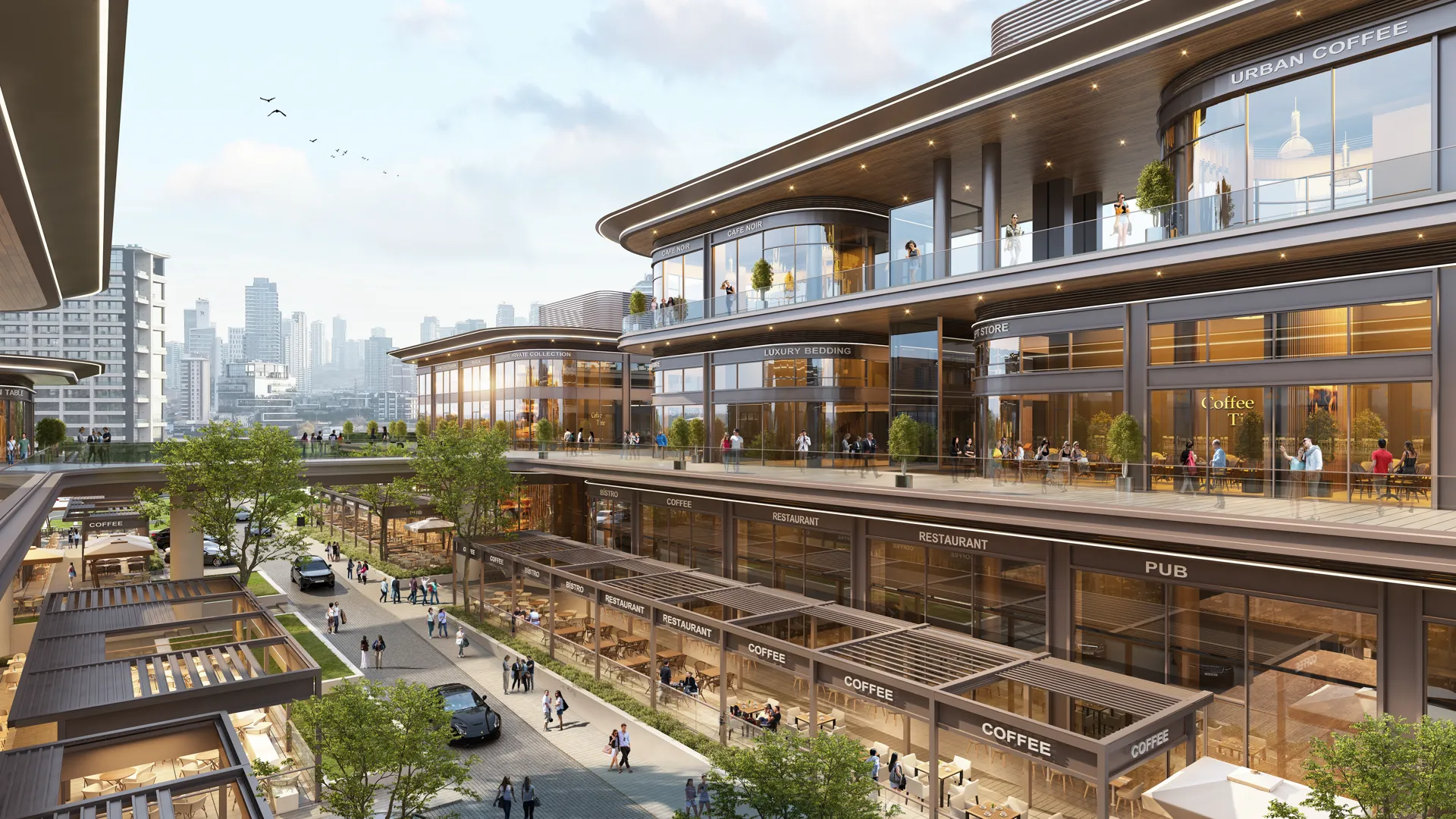 Katmanlı teras ve cadde render — Semt Beytepe açık hava